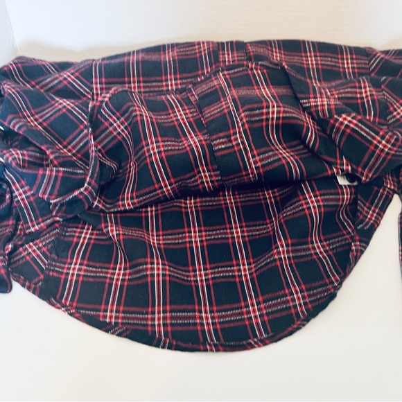 Simisue Women's Red Blue Plaid Button Up Laced Ties at Sides Medium Runs Larger - Picture 8 of 16